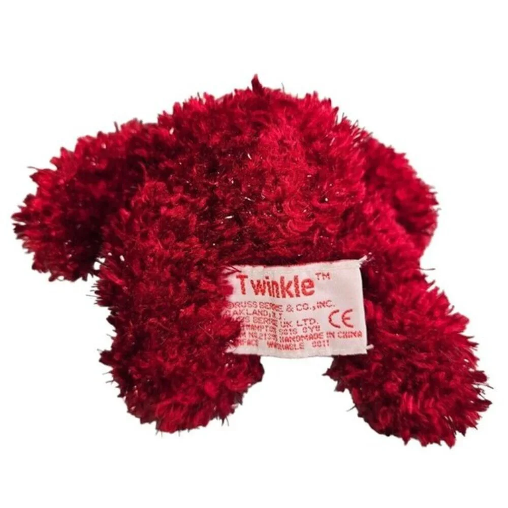 Russ Berrie Christmas Moose Twinkle Burgundy Chenille Plush Velvet Green Antlers